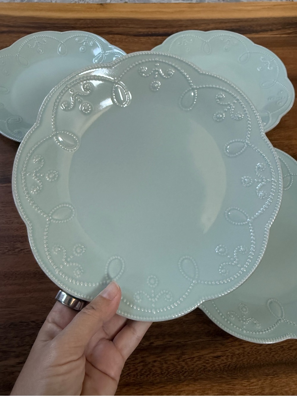 Lenox French Perle Pistachio Dinner Plate x 4